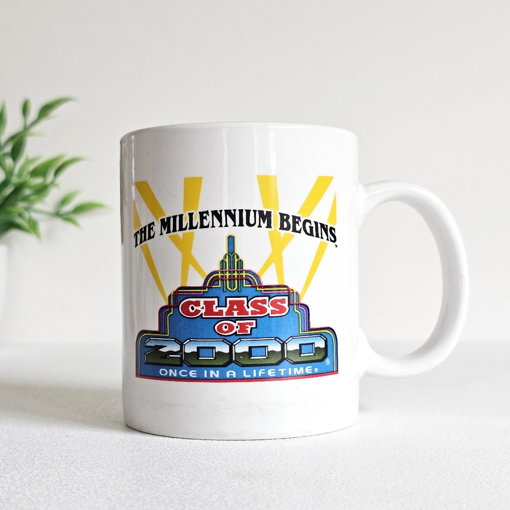 Vintage Class of 2000 Mug – “The Millennium Begins” Retro Graduation Collectible